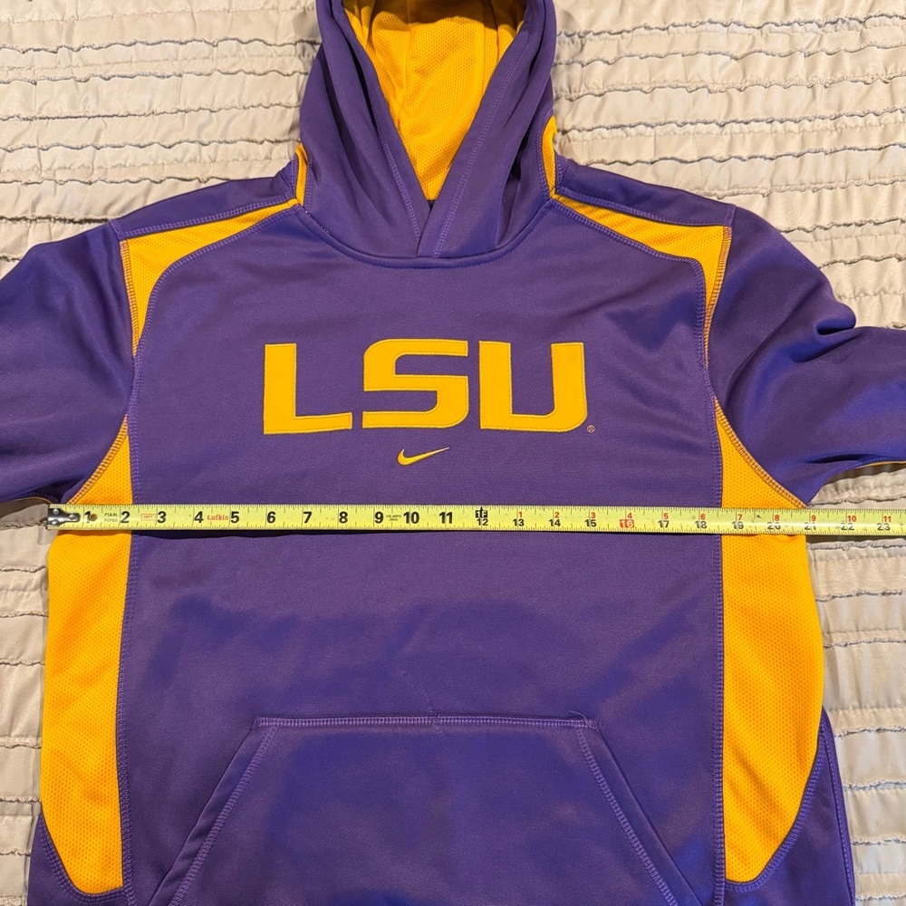 Nike Men’s LSU Tigers Therma-FIT Hoodie Purple Gold Pullover Sweatshirt XL - Picture 7 of 9